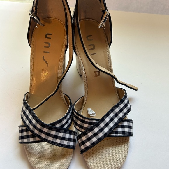 Unisa Houndstooth checkered pattern plaid print heels size 7M gently used - Picture 4 of 7